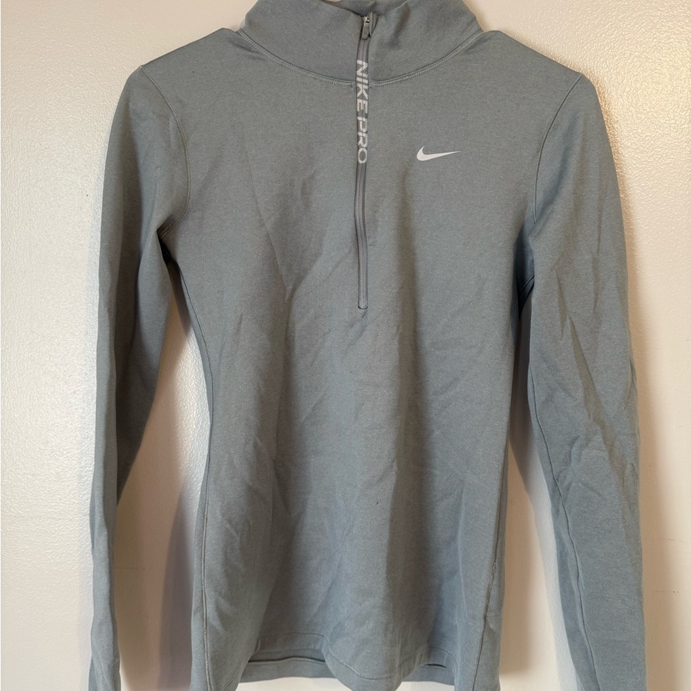 Nike Pro Long Sleeve Half-Zip Shirt - Gray